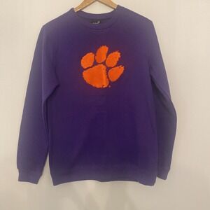Clemson Tigers Crewneck Sweat Shirt Pullover Purple Large (16) Embroidered